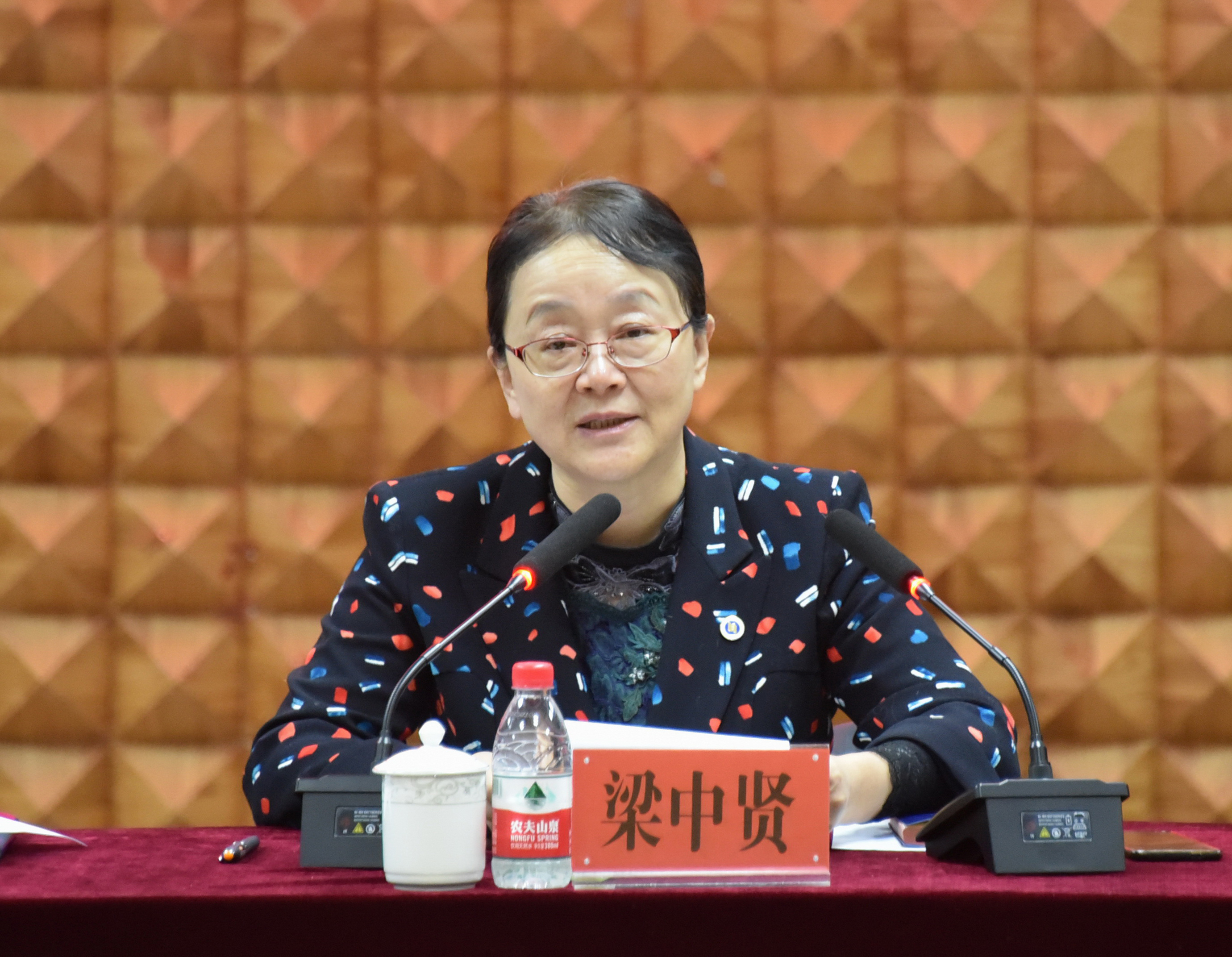 校长梁中贤在会上讲话